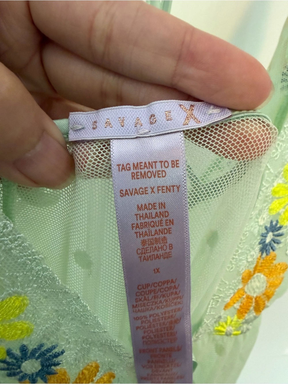 Savage X Fenty Free Spirit Floral Embroidered Night Slip Green Mist 1X - Picture 6 of 10